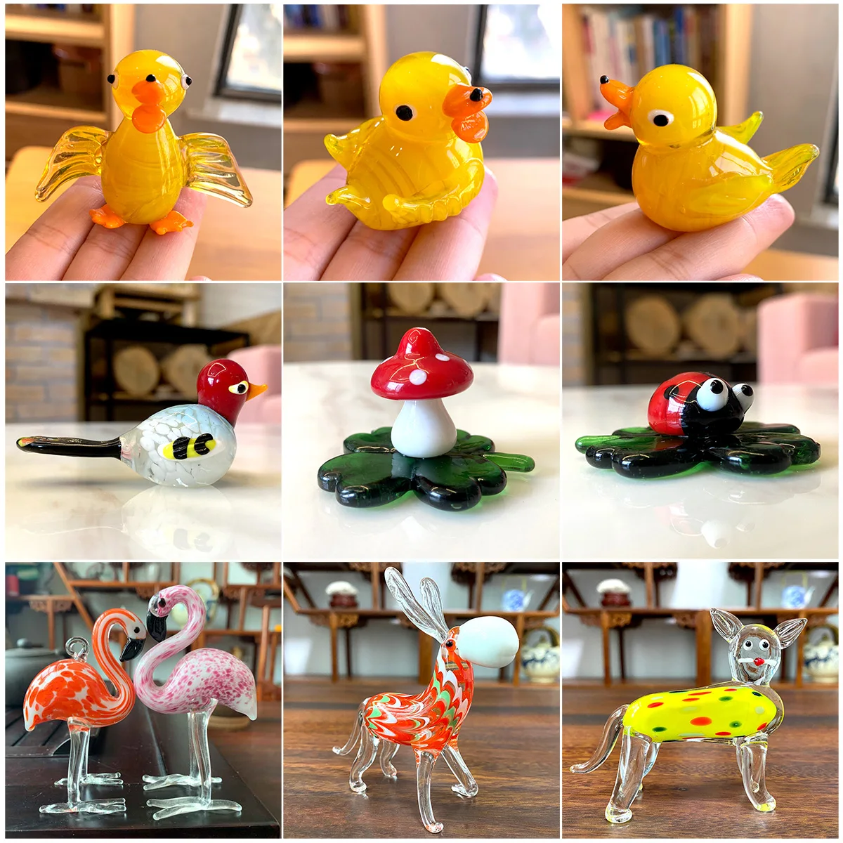 Japanese Craft Hand Blown Glass Animal Figurines Art Collectible Sculpture Ornaments Creative Christmas Gift For Kids Home Decor