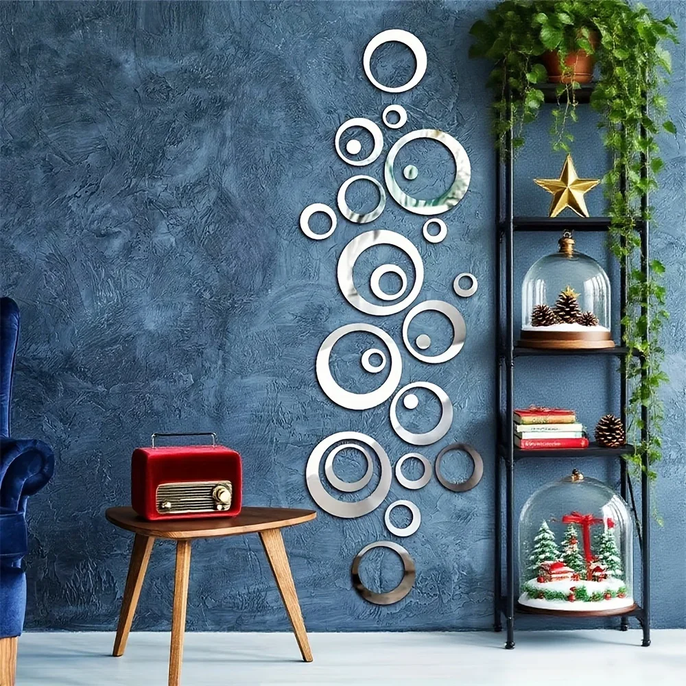 30pcs Practical Acrylic Mirror Stickers 1mm Thick Ins Style Easy Install Background Wall Home Bedroom Party Holiday Decor Gift