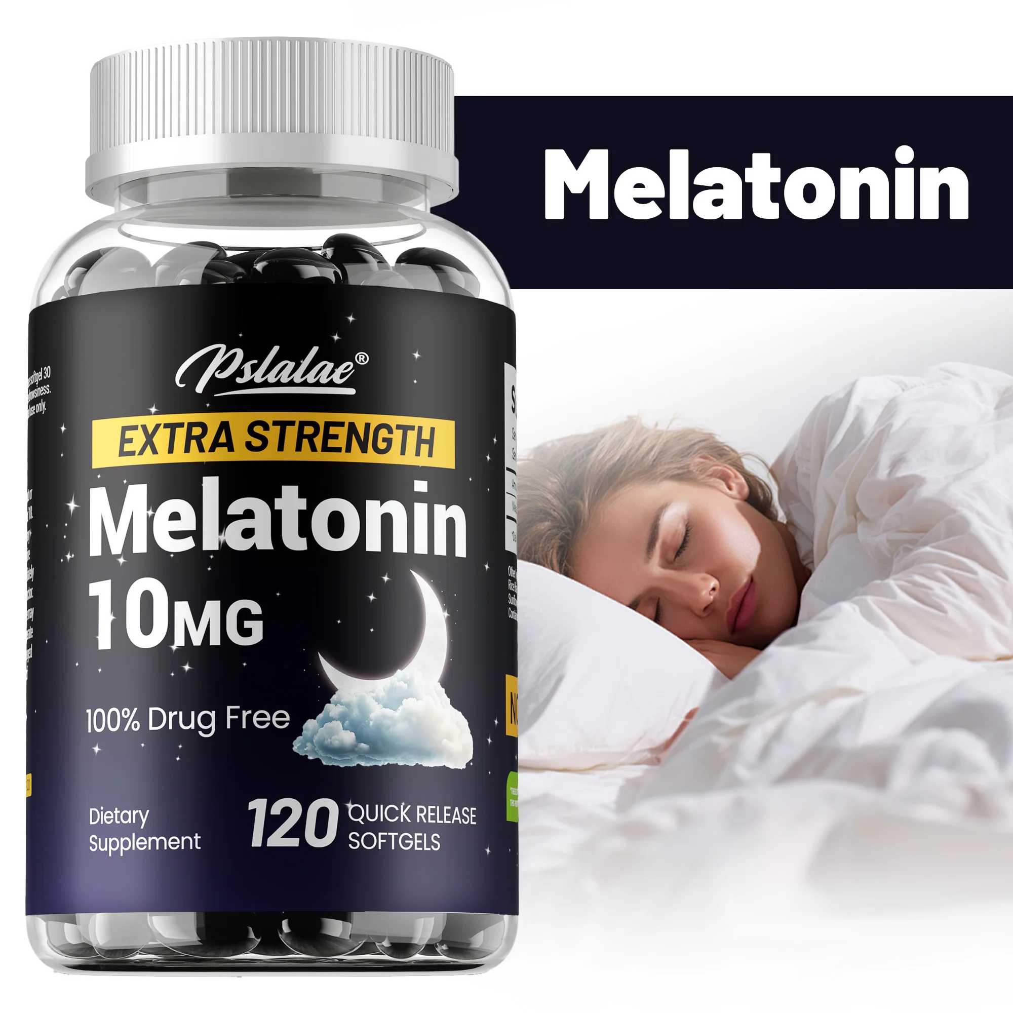 

Melatonin Capsules - Regulates The Nervous System, Improve Mood, For Sleep, Enhance Cognitive Function, Boosts Immunity, Non-GMO