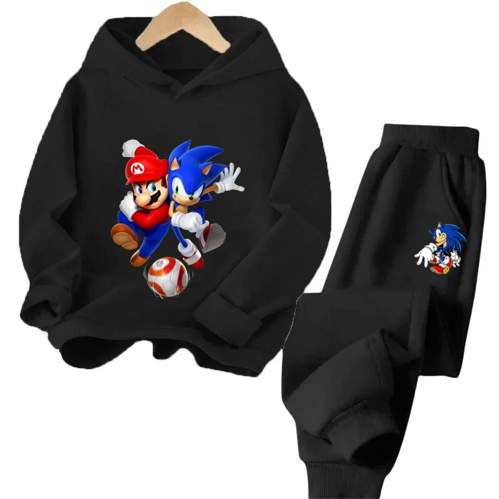 

4-13 Years Old Kids Sonics Hoodie Sets Children's Cotton Autumn And Spring Long Sleeve Sweatshirts Trousers 2pcs Costume Outfits