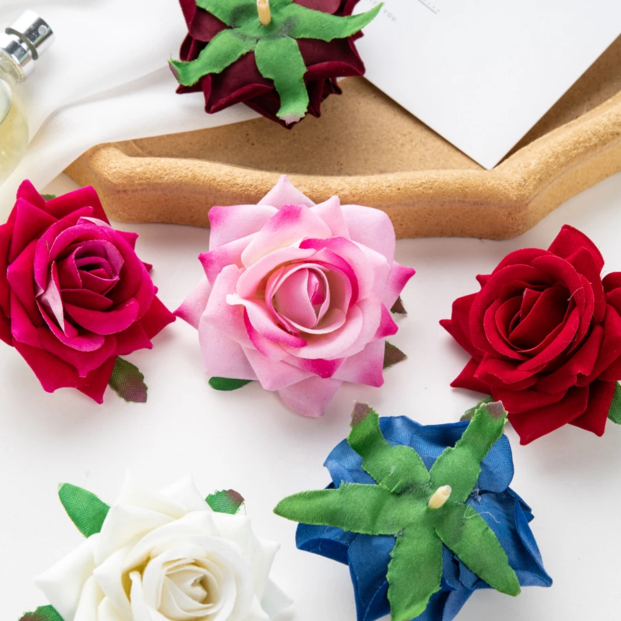10 Stück künstliche Blumen für Sammelalbum, Neujahrsdekoration, Hochzeit, Outdoor, Garten, Weihnachten, Zuhause, Pralinenschachtel, Flanell, gerollte Rosen – Detail 13