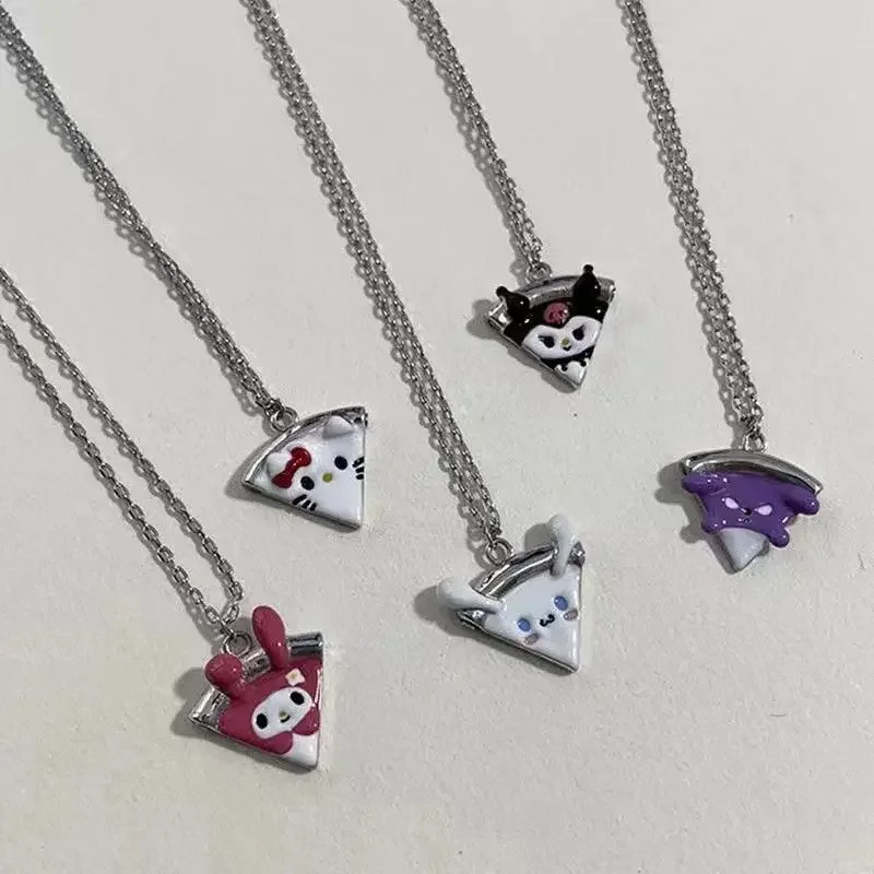 5pcs/set Sanrio Cute HelloKitty Kurome Melody Necklace Pendant Magnetic Sister Necklace Cartoon Fashion Jewelry Best Friend Gift