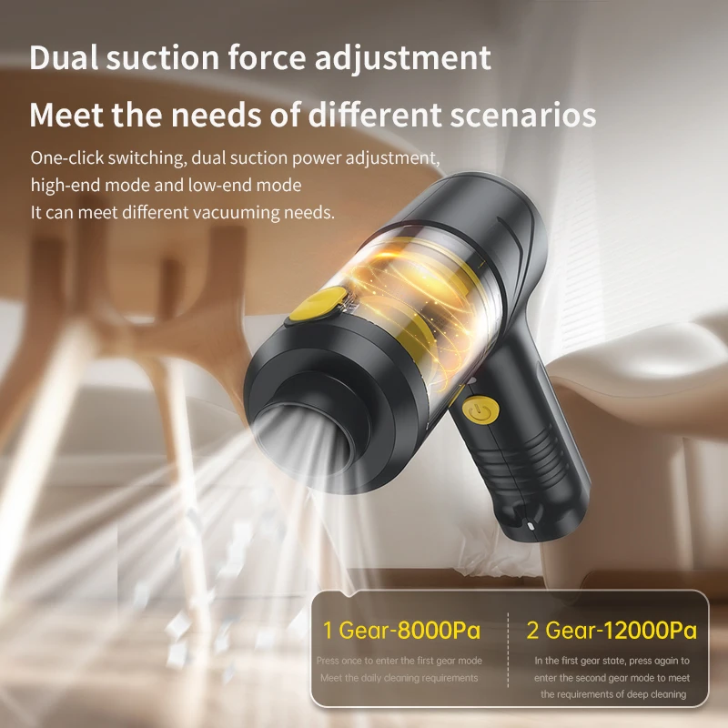 Wireless Vacuum Cleaner USB Chargin、 Blow、Suction、Pump、Inflate 4in1，1 Key to Pour Dust Cordless Portable Car Vacuum Cleaner