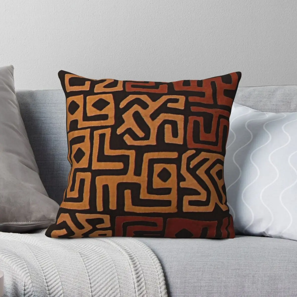 African Mud Cloth Square Pillowcase Polyester Linen Velvet Creative Zip Decorative Home Cushion Case