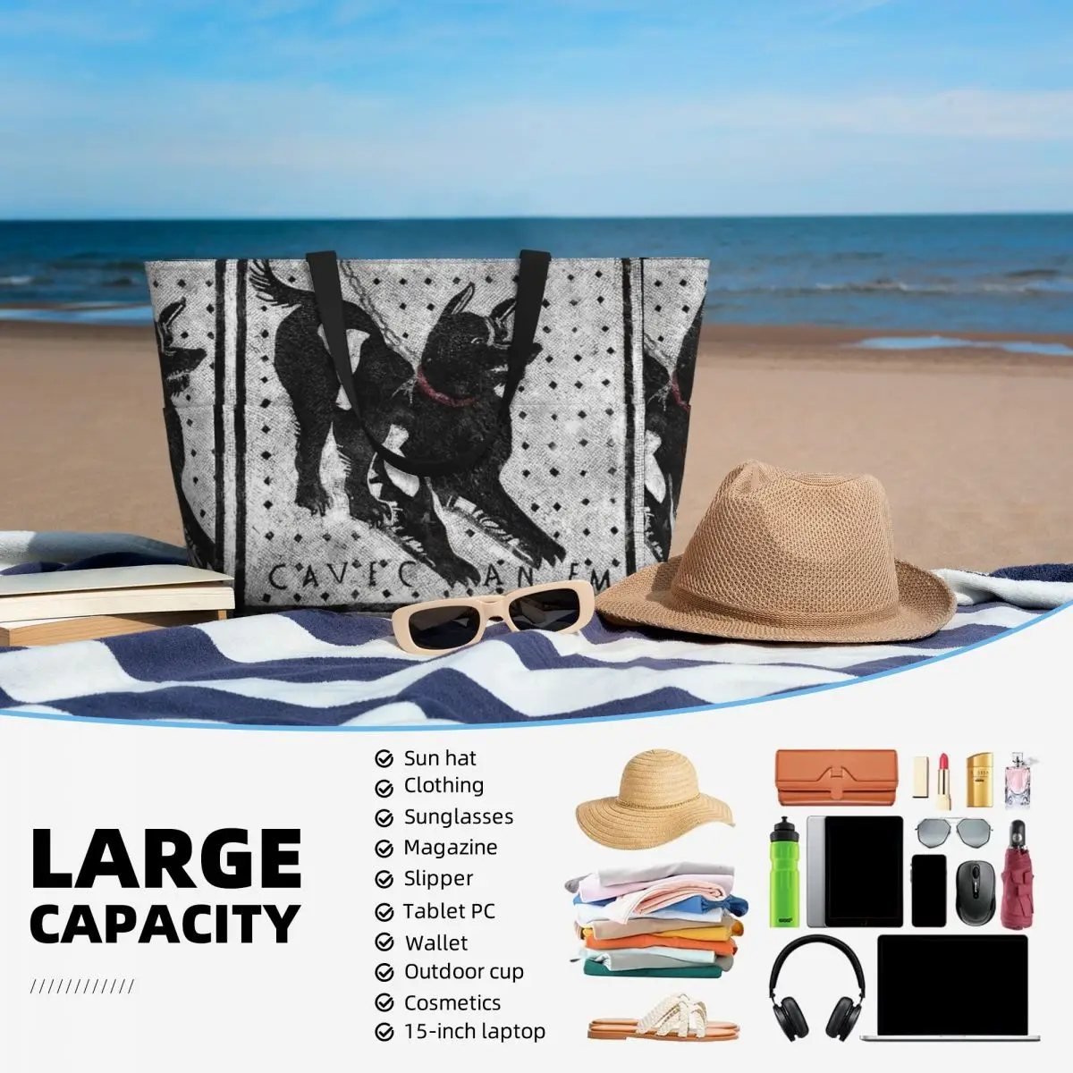 Cave Canem Beach Tote Bag Sport Gym Yoga Duffle Large Tote Bag Women Travel Bag Fitness bag