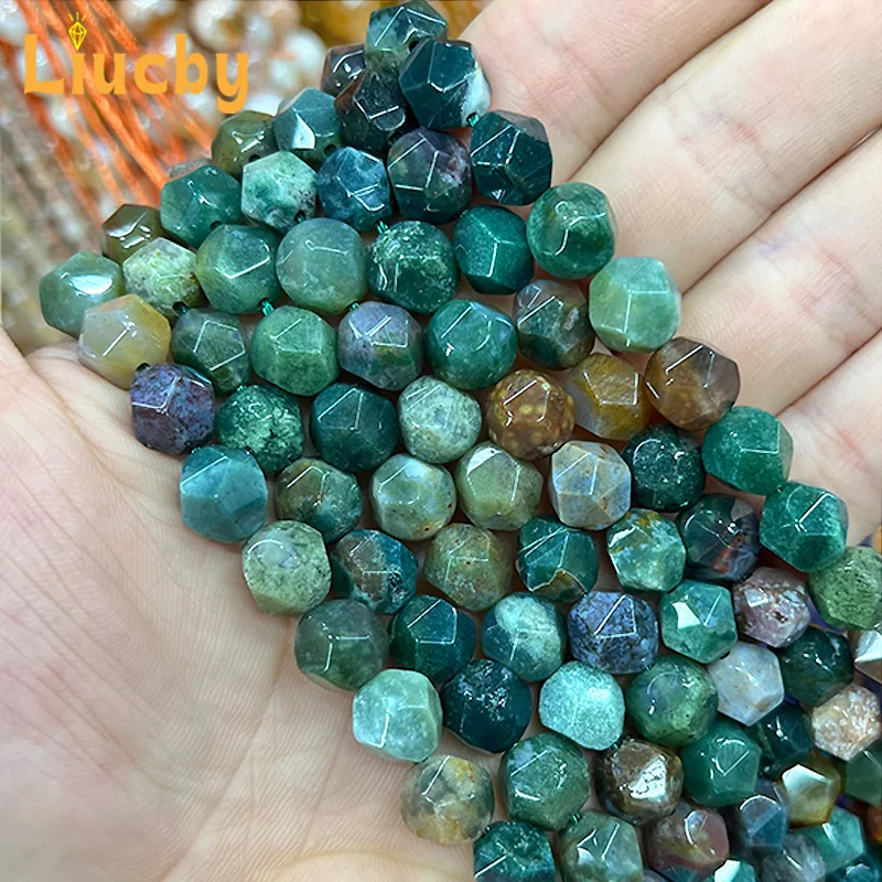 Natural Stone Faceted Indian agate Handmade Beads For Jewelry Making DIY keychain RIngs Accessories Bracelets 15" Inch 6/8/10mm view 3