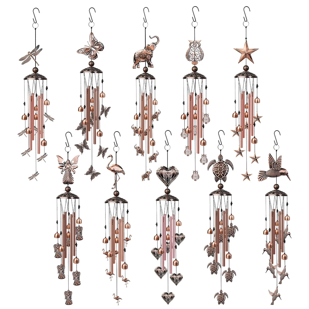Hummingbird Wind Chimes Outdoor Angel Decorative Wind Chimes with 4 Aluminum Tubes S Hook for Home/Lawn/Porch/Patio/Garden Decor