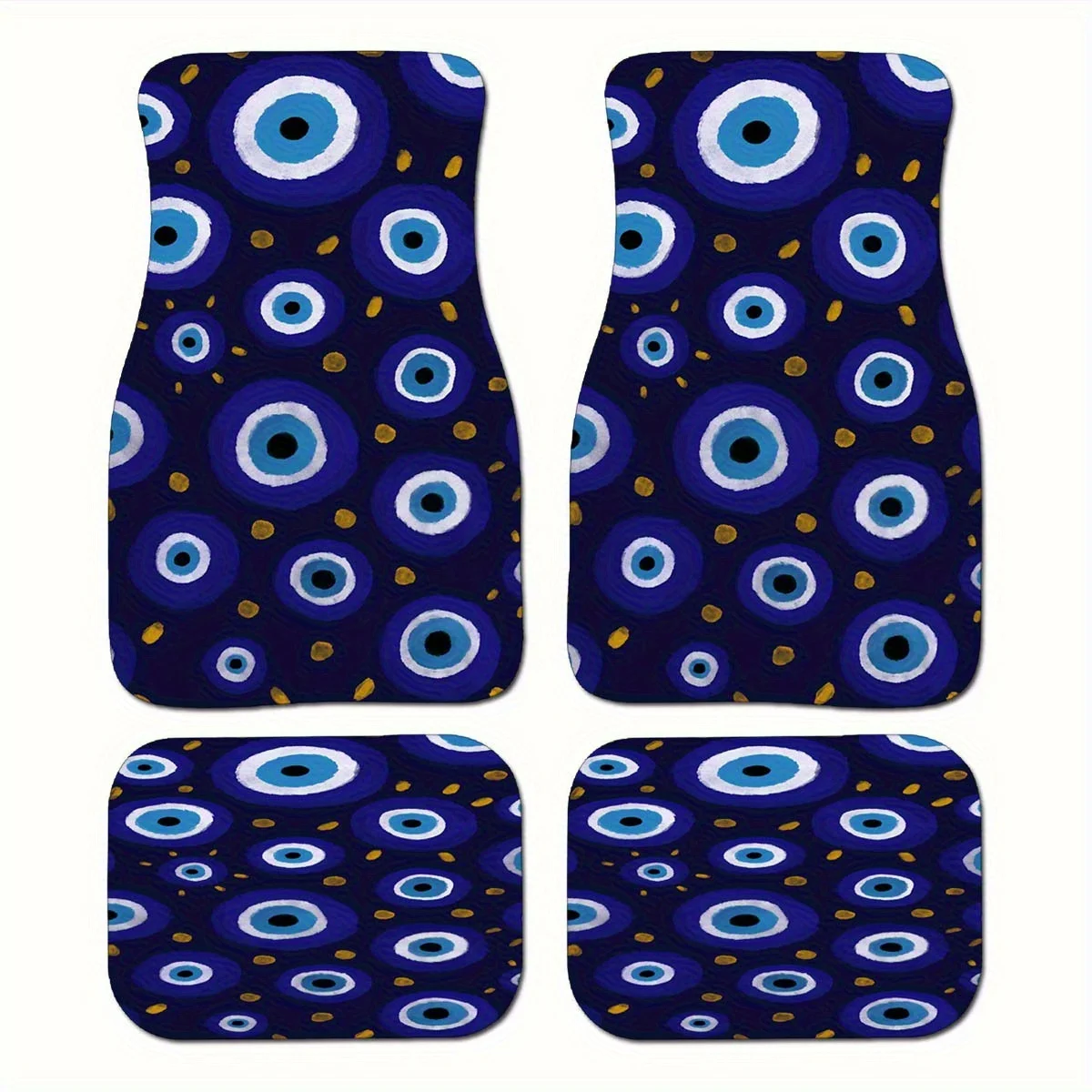 

Blue Evil Eye Pattern Carpet Car Floor Mats: Front & Rear Full Coverage Auto Interior Accessories, Crystal Velvet Vehicles Floor