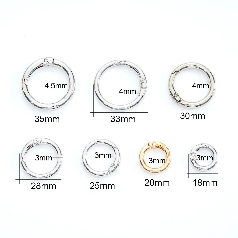 5pcs Metal l O Ring Spring Clasps Openable Carabiner Round Keychain Connector Bag Clips Hook Chain Buckles DIY Findings