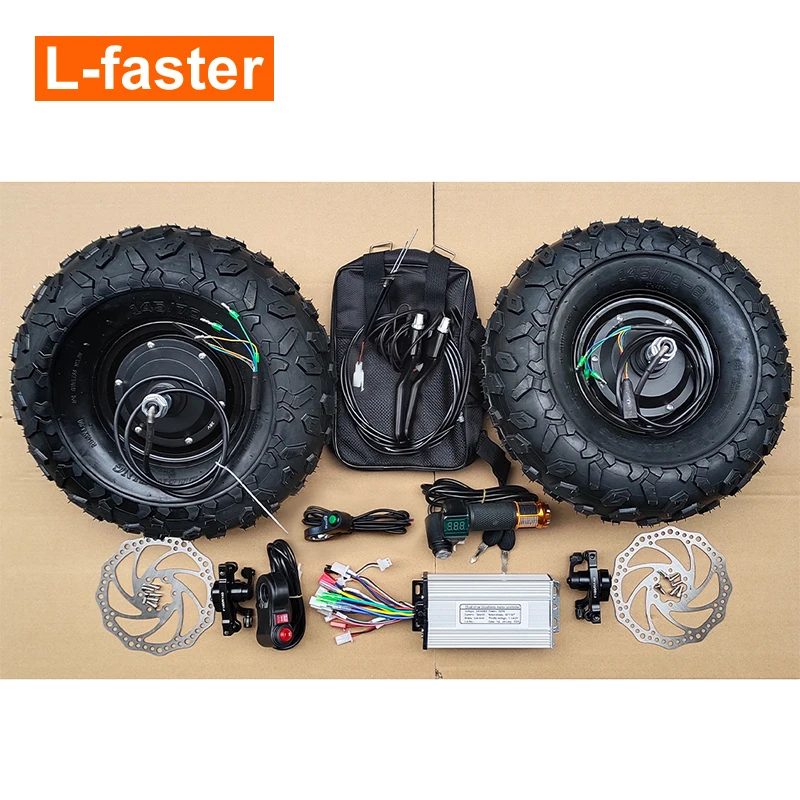 DIY Dual Drive 36V 350W Electric Trolley Flat Fart Brushless Gear Hub Motor 14.5 Inch Off Road Wheel With Disc Brake Set