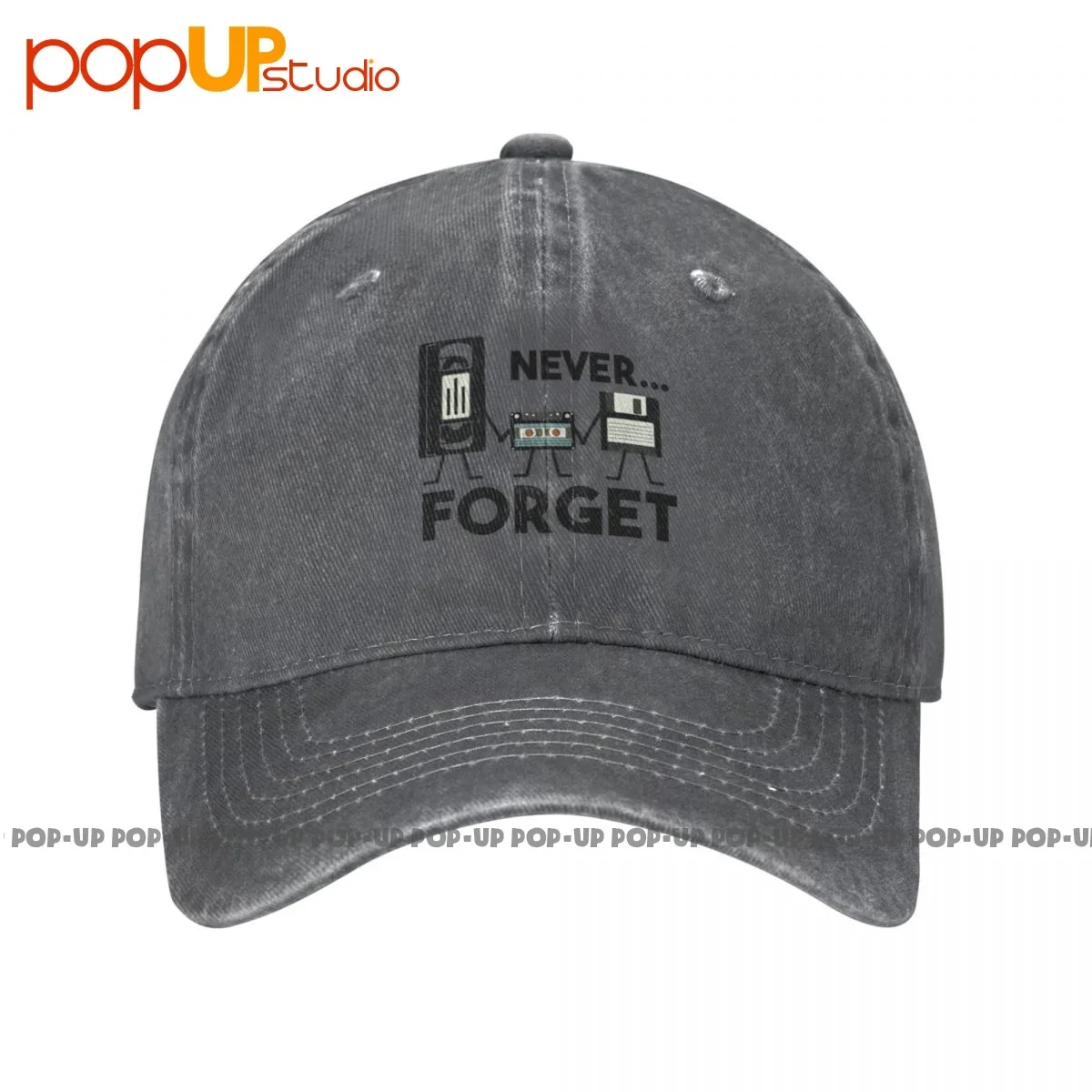 Never Forget Vhs Tape, Floppy Disk, Tape, Funny Nostalgia Washed Denim Baseball Cap