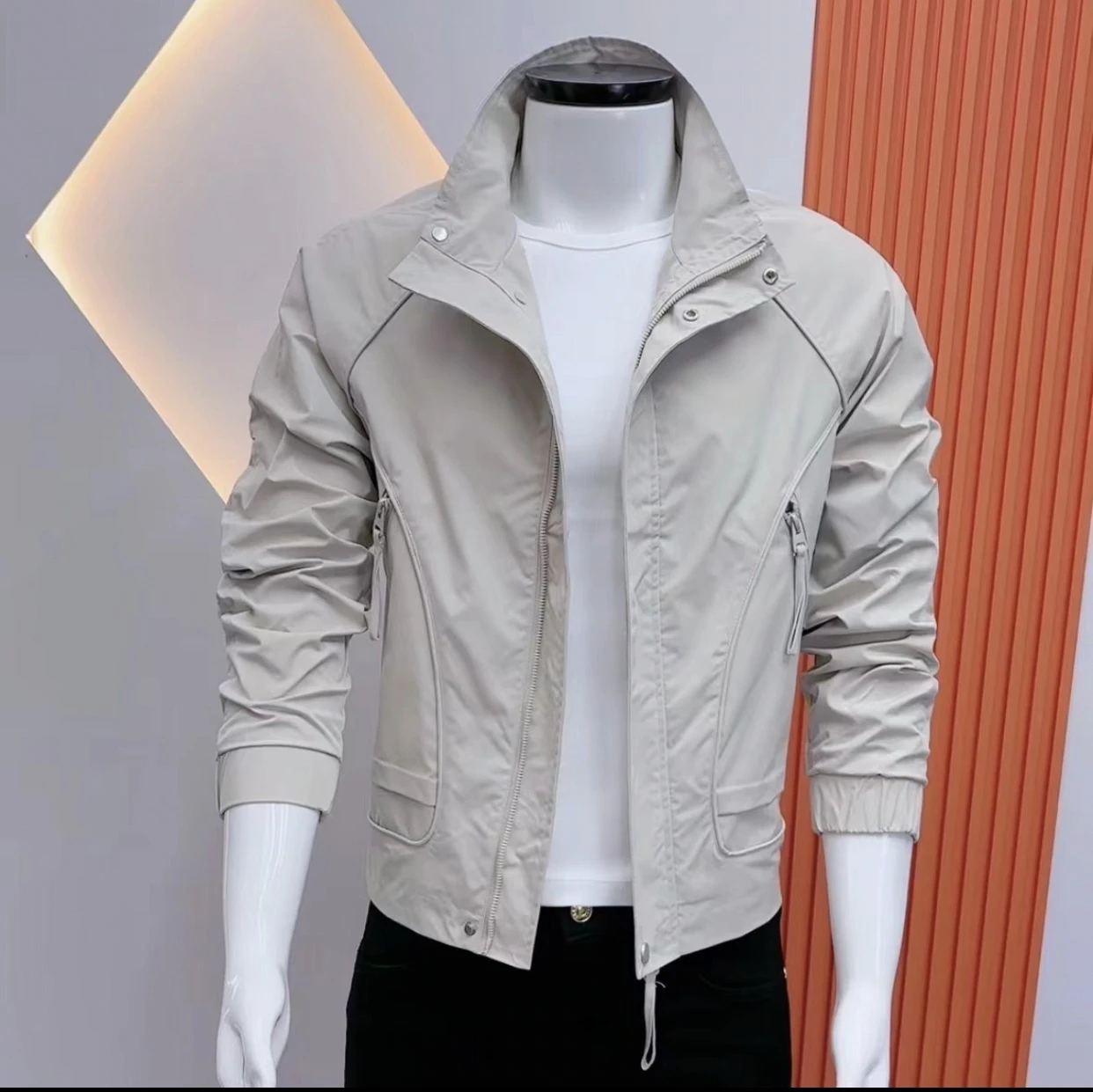 

Мужская куртка Slim Fit в американском повседневном стиле, осенняя новинка, молодежная, модная, ветрозащитная, хлопковая