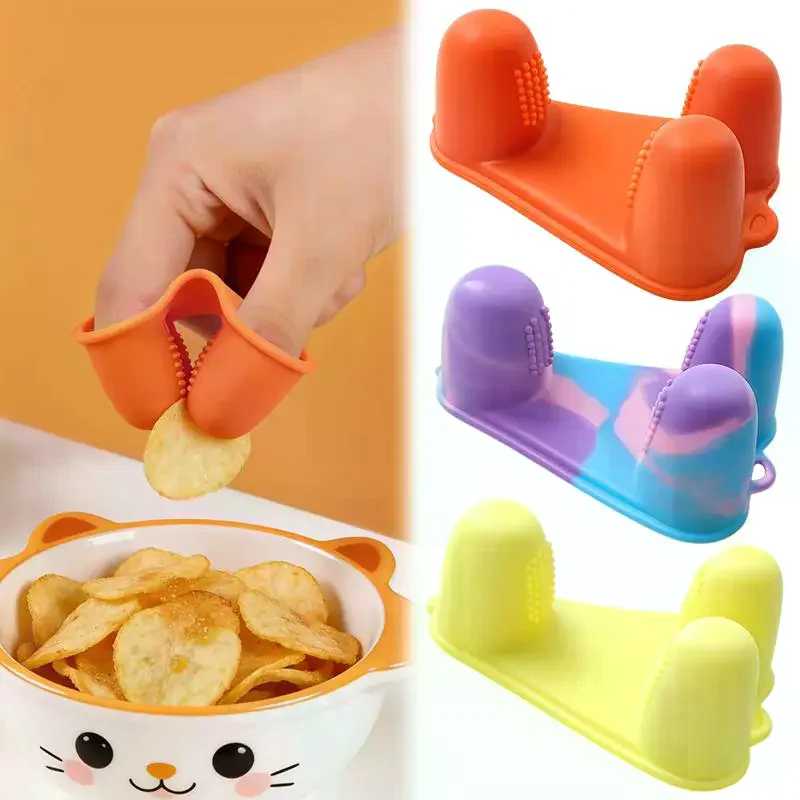 

Silicone Snacks Finger Cover Oil-proof And Dirt-proof Food Clips Non-slip Heat Resistant Finger Cots Multi-Function Kitchen Aid
