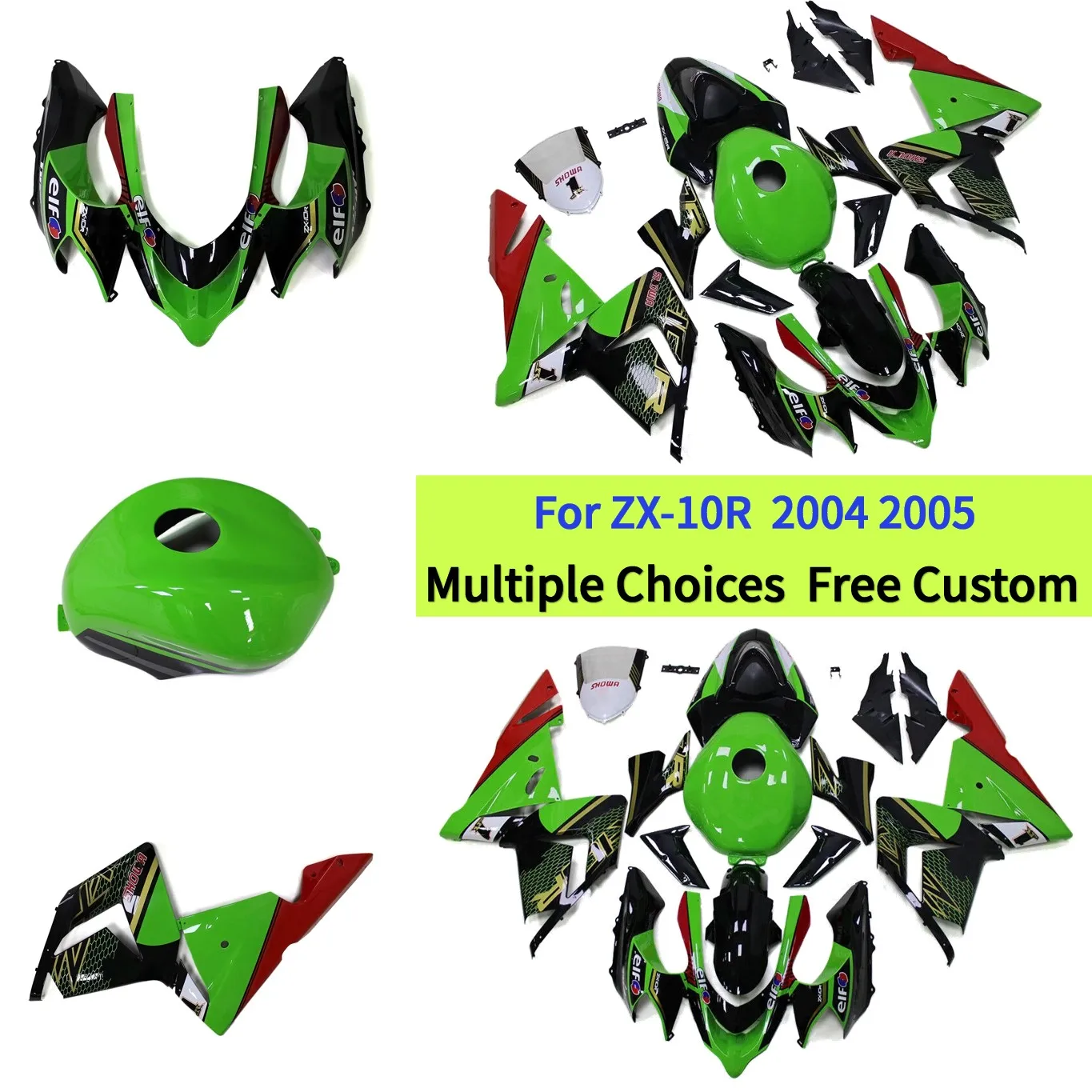 

Aftermarket Fairing Kit For Ninja ZX10R 2004-2005 ZX-10R Motorcycle Body Panels Injection Molded | Green Honeycomb