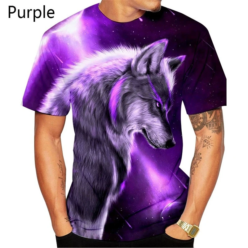 Fashion 3D Wolf Printed T-Shirts for Men/Women Personality Cool Printing Graphic Tee Shirt Unisex Short Sleeve T-shirt Plus Size