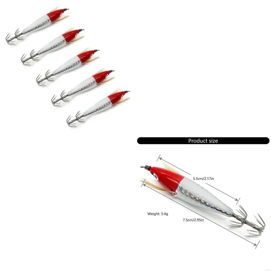 5pcs Glow Pangar calamares gancho pez fibra cebos pesca cebos señuelos para pesca agua salada