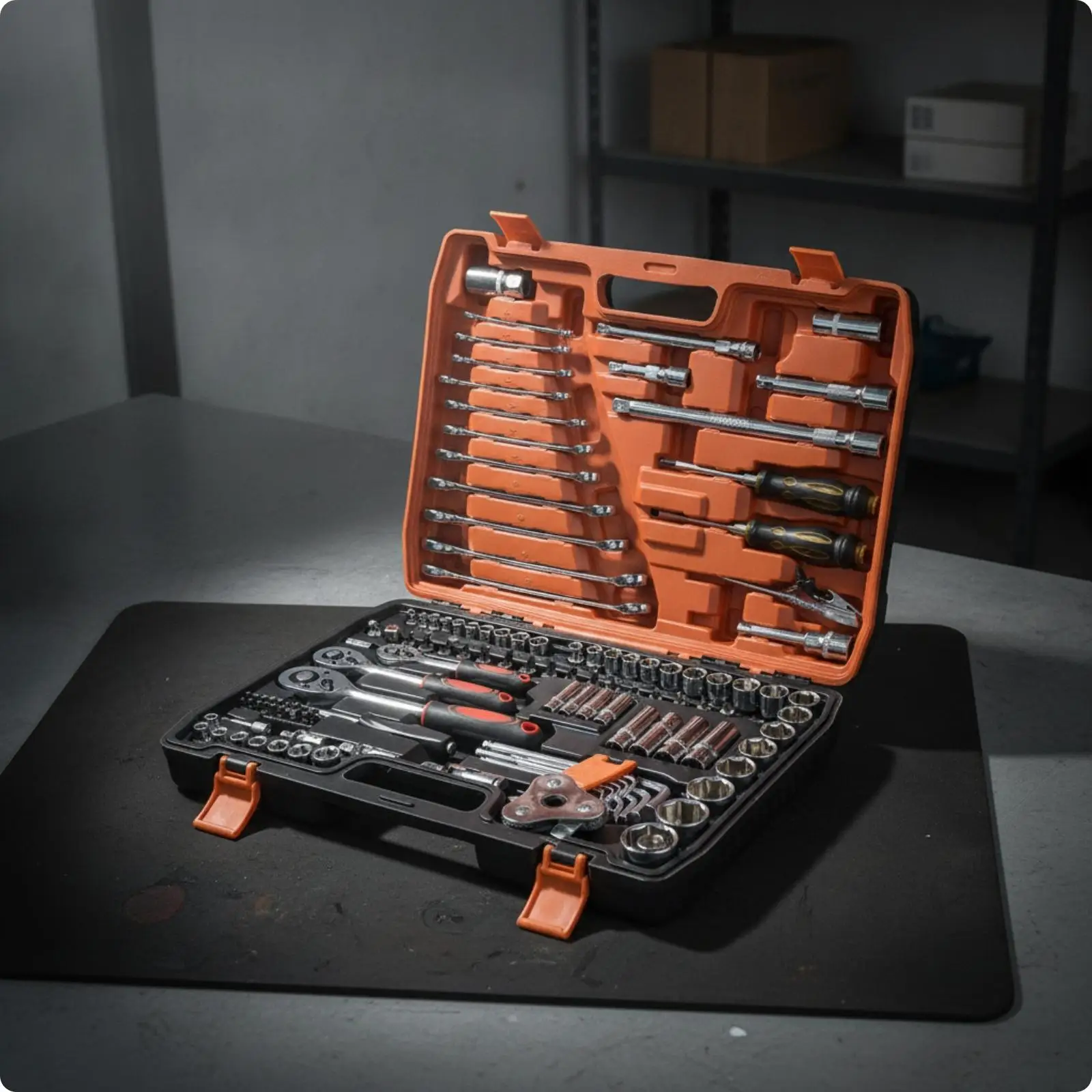 Car Repair Tool Set Socket Wrench 121 Piece with Comfort Grip Ratchets for Vehicle Maintenance and Roadside Emergency Tool Kit