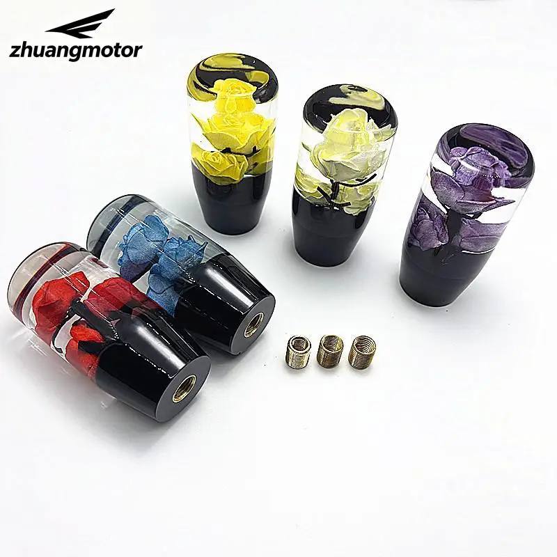 Universal Car Triangle Aluminum Manual Leather Shifter Red Stitch Gear Shift Knob Fit For Honda Toyota Nissan Mitsubishi Ford