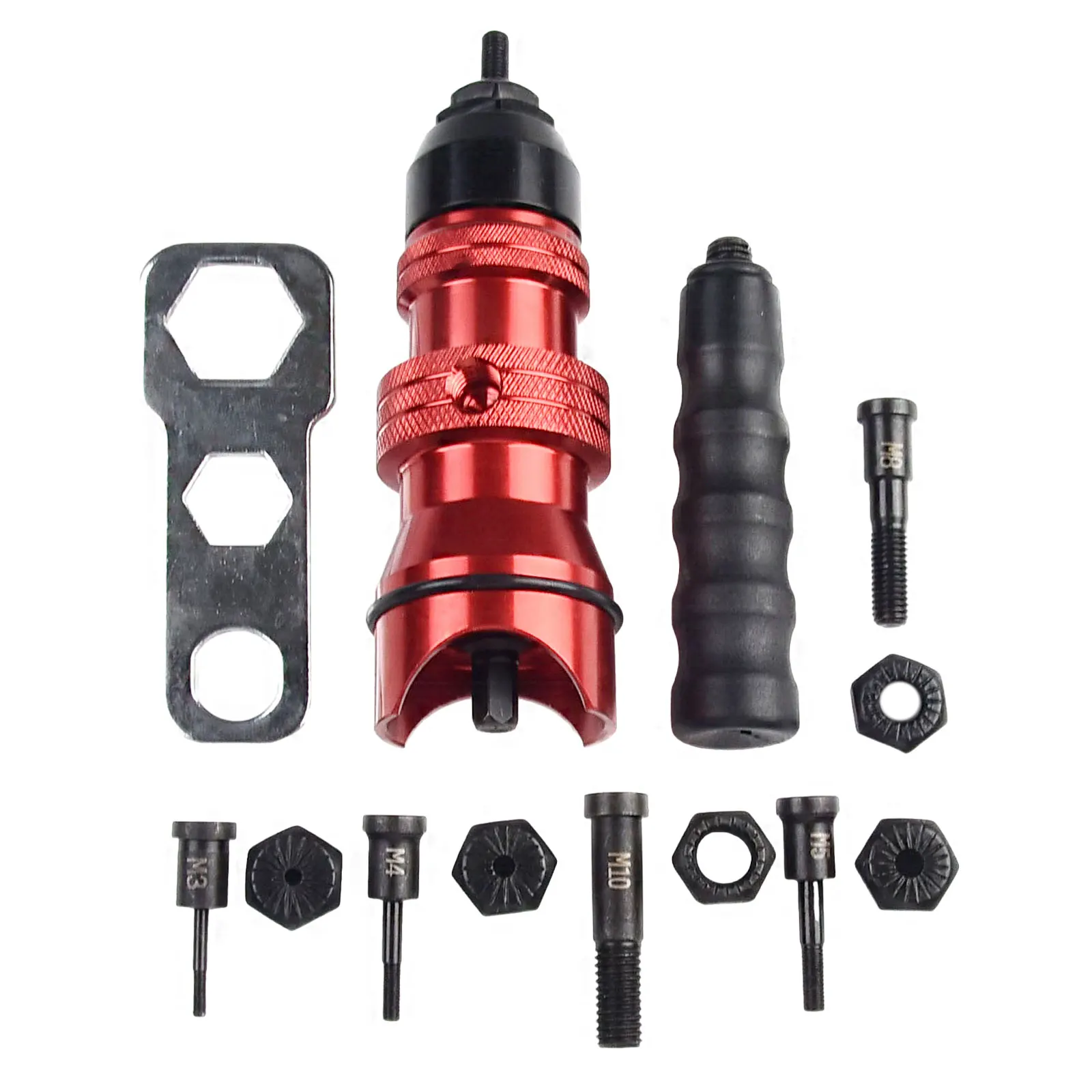 Rivet Nut Durable M3~M10 Rivet Nut Tool w/ Electric Drill Adapter & Insertion Nut Riveter for Home Decoration & DIY