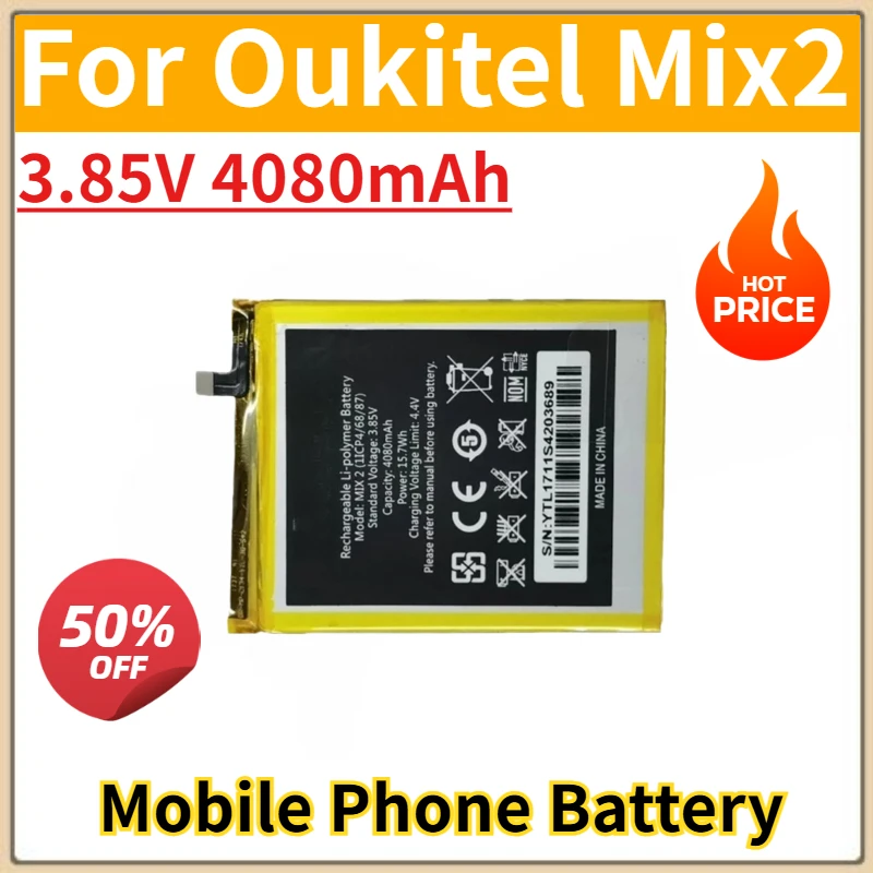 Аккумулятор 3,85 В, 4080 мАч для мобильного телефона Oukitel Mix2, новинка, высокое качество Аккумулятор 3,85 В, 4080 мАч для мобильного телефона Oukitel Mix2, новинка, высокое качество