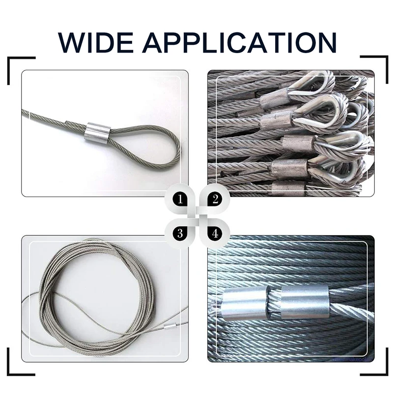 315-Pieces 8 Sizes Aluminum Crimping Loop Sleeve Double Barrel Ferrule for Wire Rope and Cable Line End Assortment Kit - M1.2-M6