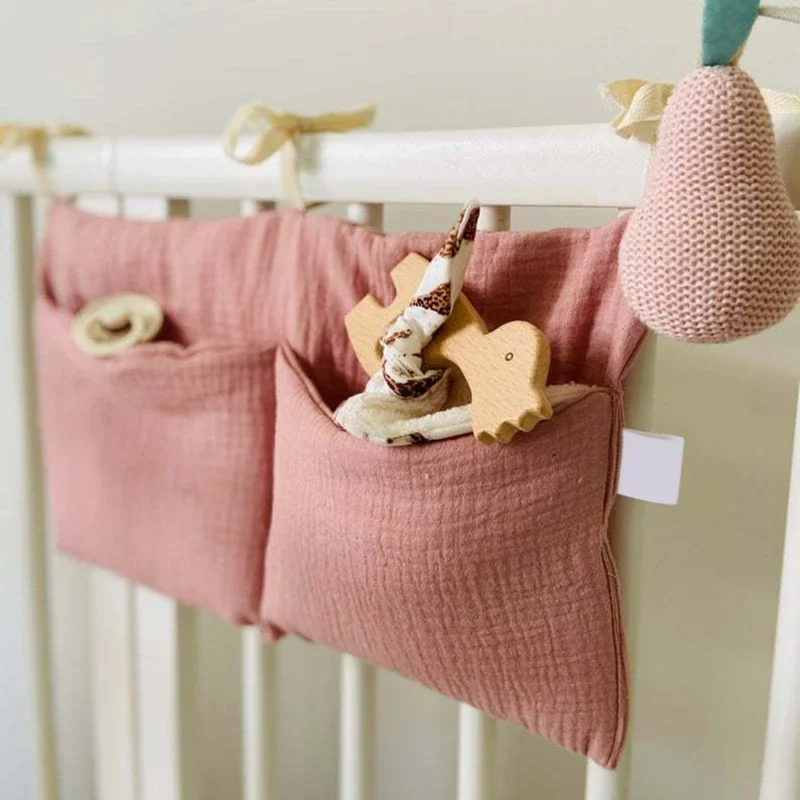 Baby Bedside Storage Bag Crib Organizer Hanging For Essentials Multi-Purpose Newborn Bed Diaper Toy Tissue