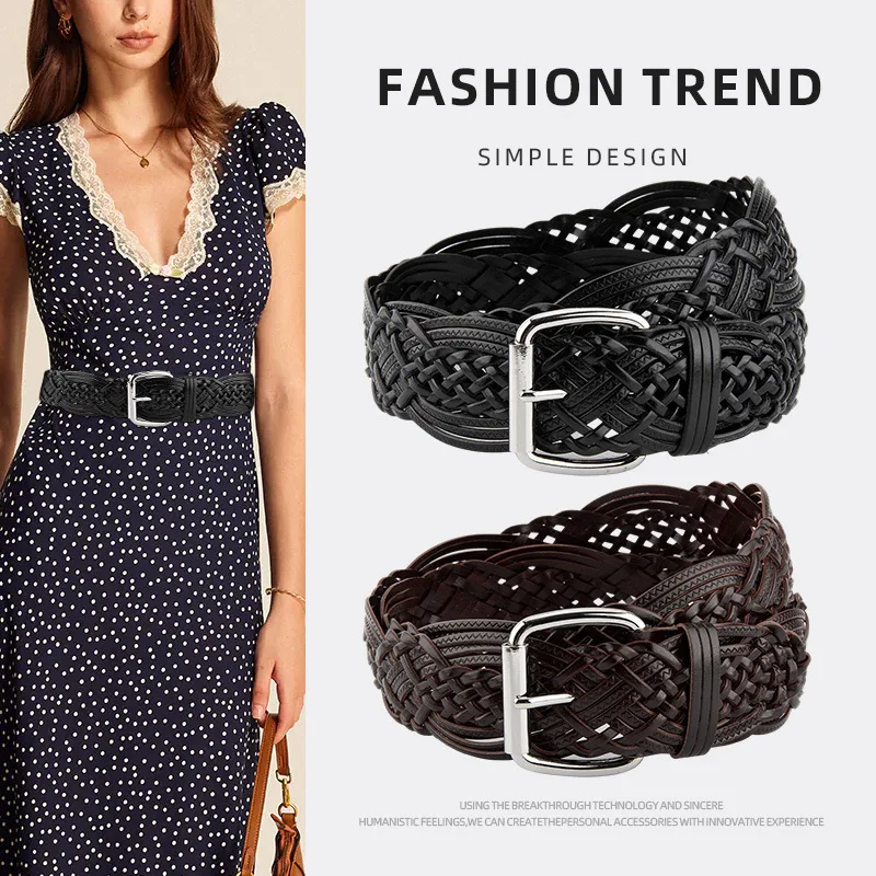 

Women's Vintage Knitted Corset Female Cummerbund Coat Waistband Dress Decration Wide Belt J1418
