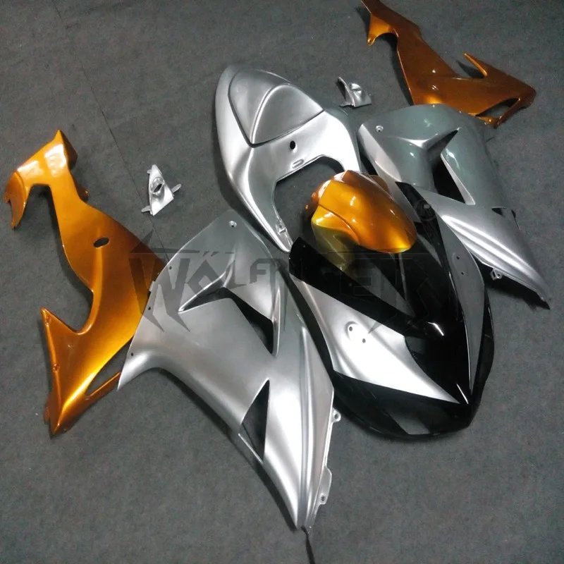 

Motorcycle fairings Kit for ZX-10R 2006 2007 silver gold ZX10R 06 07 ABS plastic motor Fairings kit