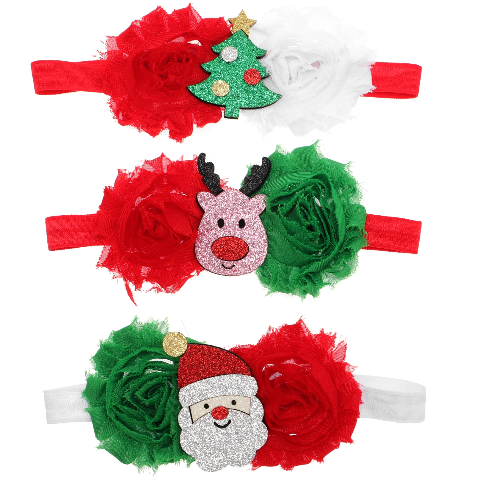 

3 Pcs Christmas Children's Headband Baby Bows Toddler Hairband Xmas Newborn Holiday Kids Fabric Festival