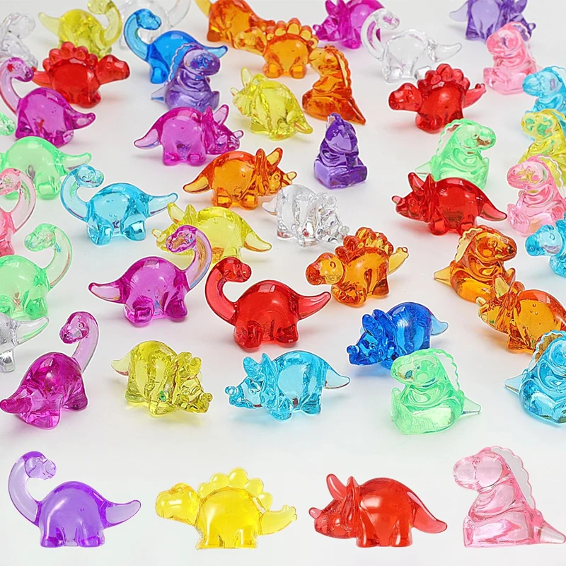 10PCS Acrylic Gems Small Dinosaur Figures Bulk Pirate Treasure Archaeological Excavation Toys Party Favors For Kids Goodie Bags