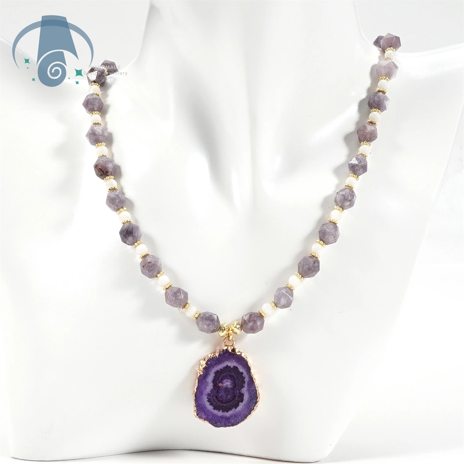 Collarbone Chain Amethyst Pendant Natural Stone Necklace 8mm Faceted Shell for Women Elegant Versatile Daily Wear Jewelry Gifts