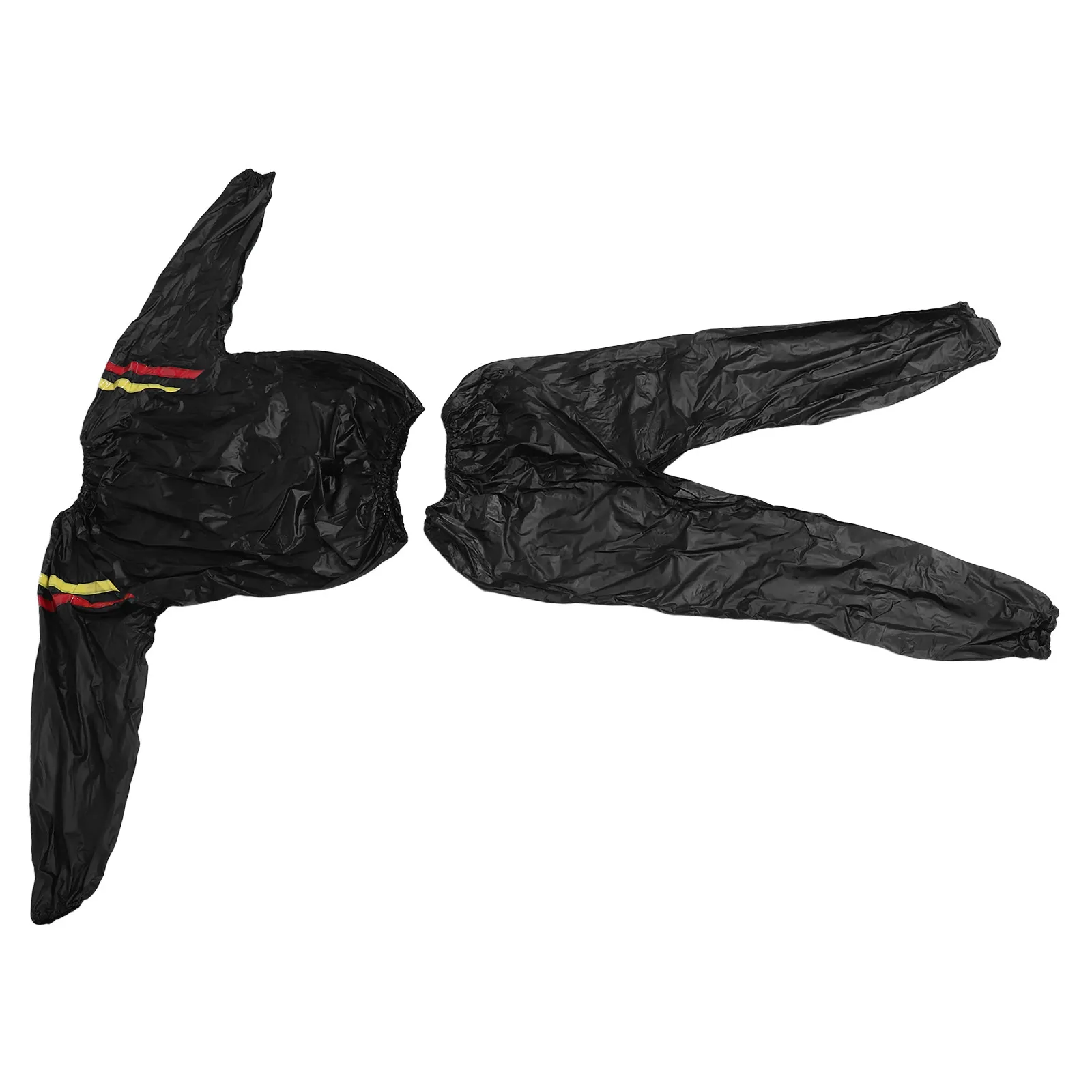 1Set Sauna Sweat Suit Women Fitness Gym Workout Tracksuit Set Black Full Body Sweat Exercise Suit Elastic Waist Collar Ankle view 6