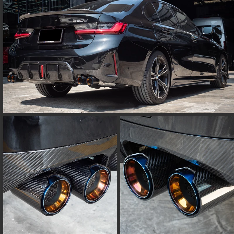 Quad Exhaust Tips for BMW G20 G21 320i 330i 330e Auspuffblenden Tailpipe Muffler Tips Glossy Black Quad Exhaust Nozzle 2019+