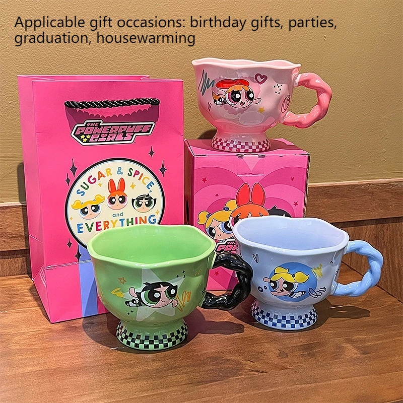 Powerpuff Girls Mug New Girls High Appearance Level Cute Ceramic Water Cup Home Milk Breakfast Cup Birthday Gift Party Party