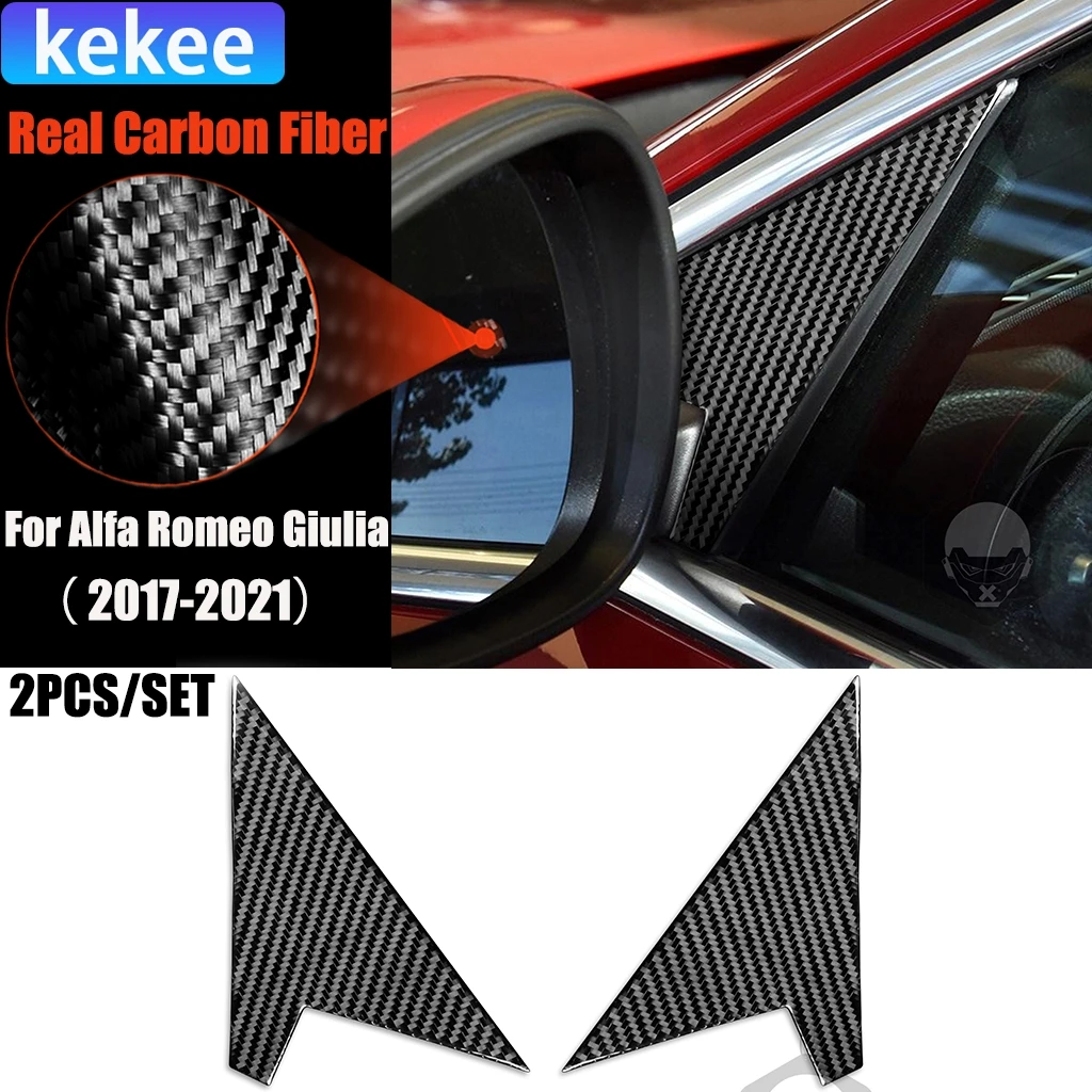 

Carbon Fiber Car Accessories A-pillar Side-view Mirror Modified Exterior Trim Cover Soft Sticker For Alfa Romeo Giulia 2017-2021