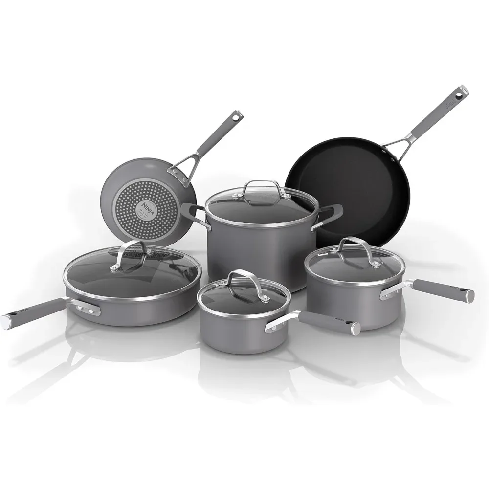 

0 NeverStick Comfort Grip 10-Piece Cookware Set, Nonstick, Durable, Scratch Resistant, Dishwasher Safe,