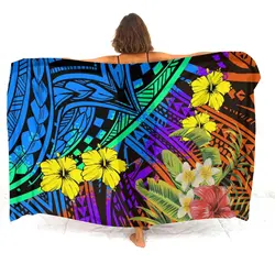 Tropical Beach Sarong Custom Polynesian Seaside Cape Windproof Scarf Soft Cool Sarong Custom Pattern Text Logo New