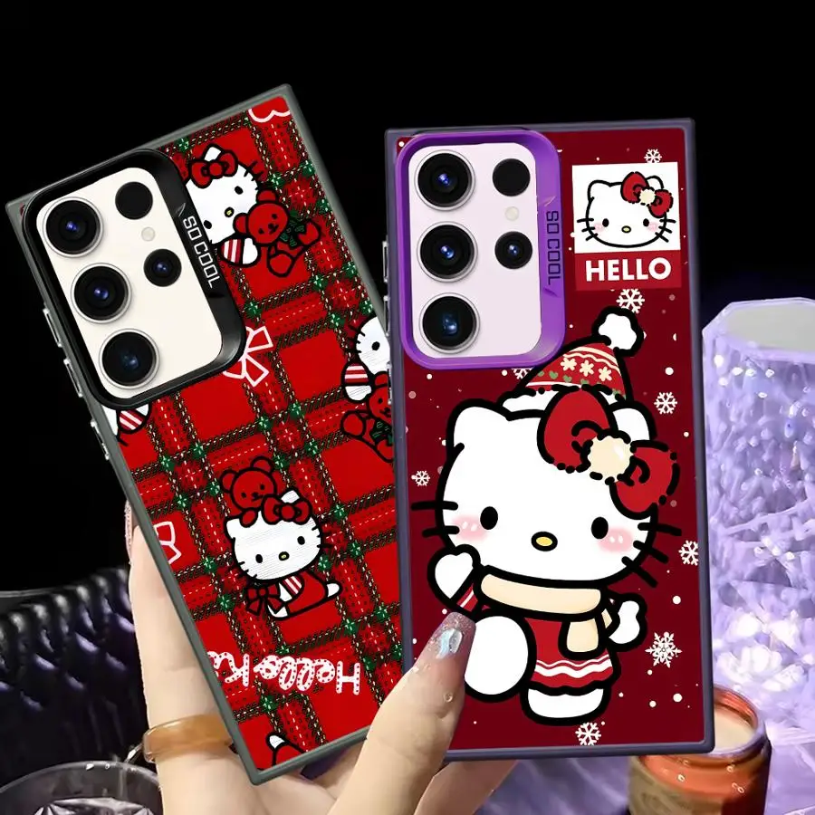 Back Phone Cover Case for Samsung Galaxy S23 S20 Plus S24 FE Note 20 Ultra S23 S25 S22 S21 Red Sanrio Hello Kitty Christmas