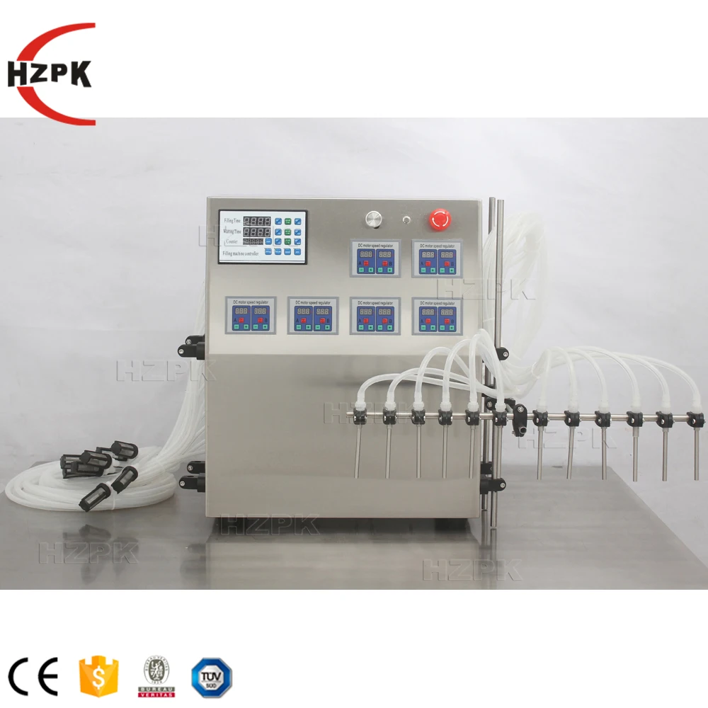 

HZPK Diaphragm Pump Digital Liquid 12 Nozzles Water Filling Semi Automatic Machine