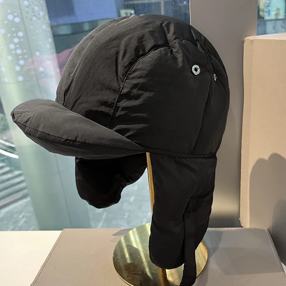 

Solid Color Padded Bomber Hats Ear Flaps Korean Version Windproof Cycling Cap Retro Style Thermal Padded