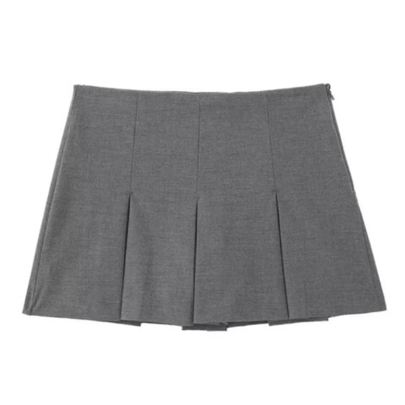 Miniskirt-Women\'s High Waist Wide Pleated Skirt, Slim, European, American Style, Fashionable, New