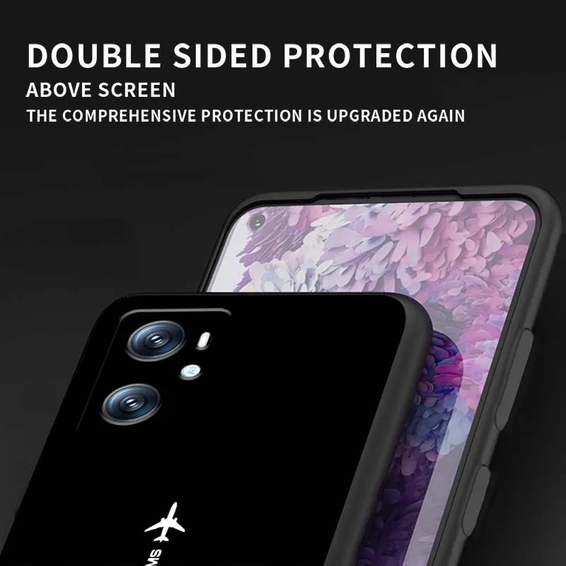 เคสลายเครื่องบินแฟชั่น สำหรับ OPPO Reno 5 6 7 A96 A40 A58 Realme GT A74 A78 Neo2 A74 A78 Find X5 X3 X7 X8 สีดำ