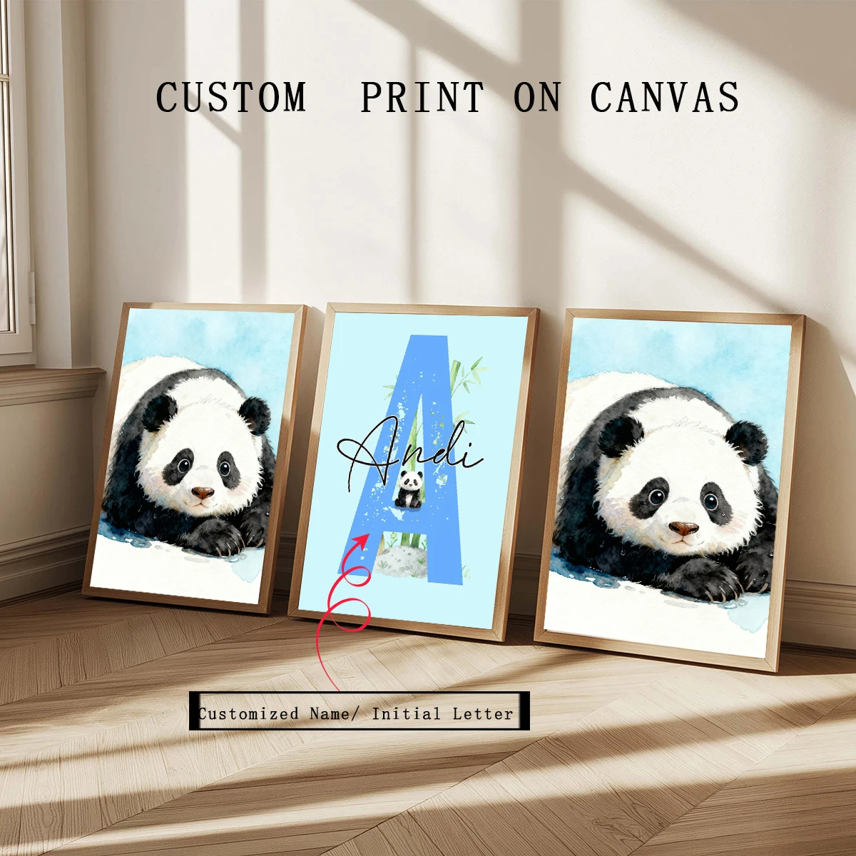 3 قطعة مطبوعات حضانة الباندا الشخصية: غرفة نوم الفتيات جدار الفن ديكور المنزل ، هدية الكريسماس الباندا طفلة الحضانة الفن الطباعة #1