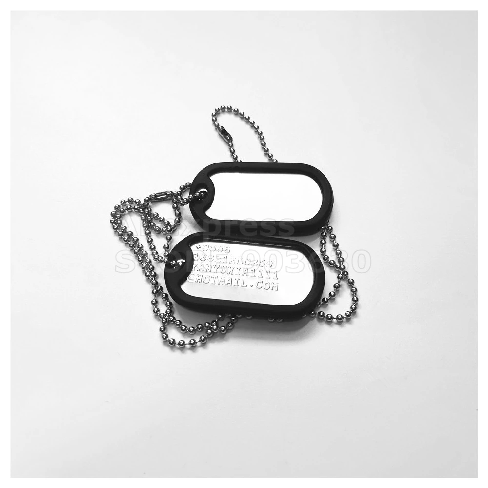 

Stainless Steel Dog Tags Necklaces Pendant Blank Dog Tag With Rubber Silencer Wholesale 100sets/Lot