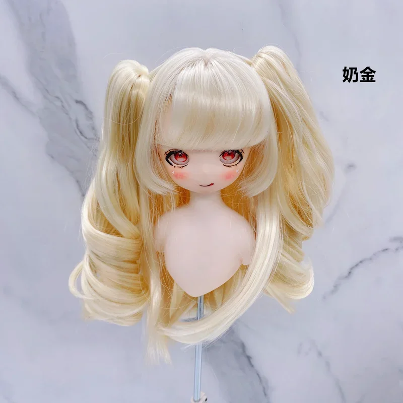 New Arrived 1/3 1/4 1/6 Doll Wig with Bangs and 2 Braids High Temperature Silk, Soft Silk, Girl Toys Dress Up Doll Accessories