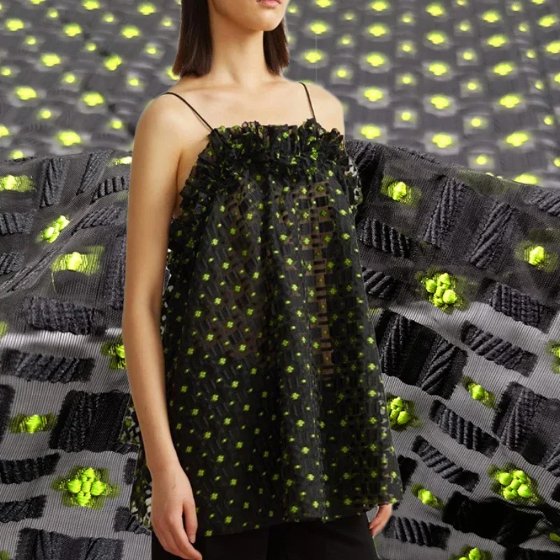 Jacquard Organza Fabric Fashion Catwalk Dress Wedding Haute Couture Thin Cut Flower Cloth by the Yard view 2