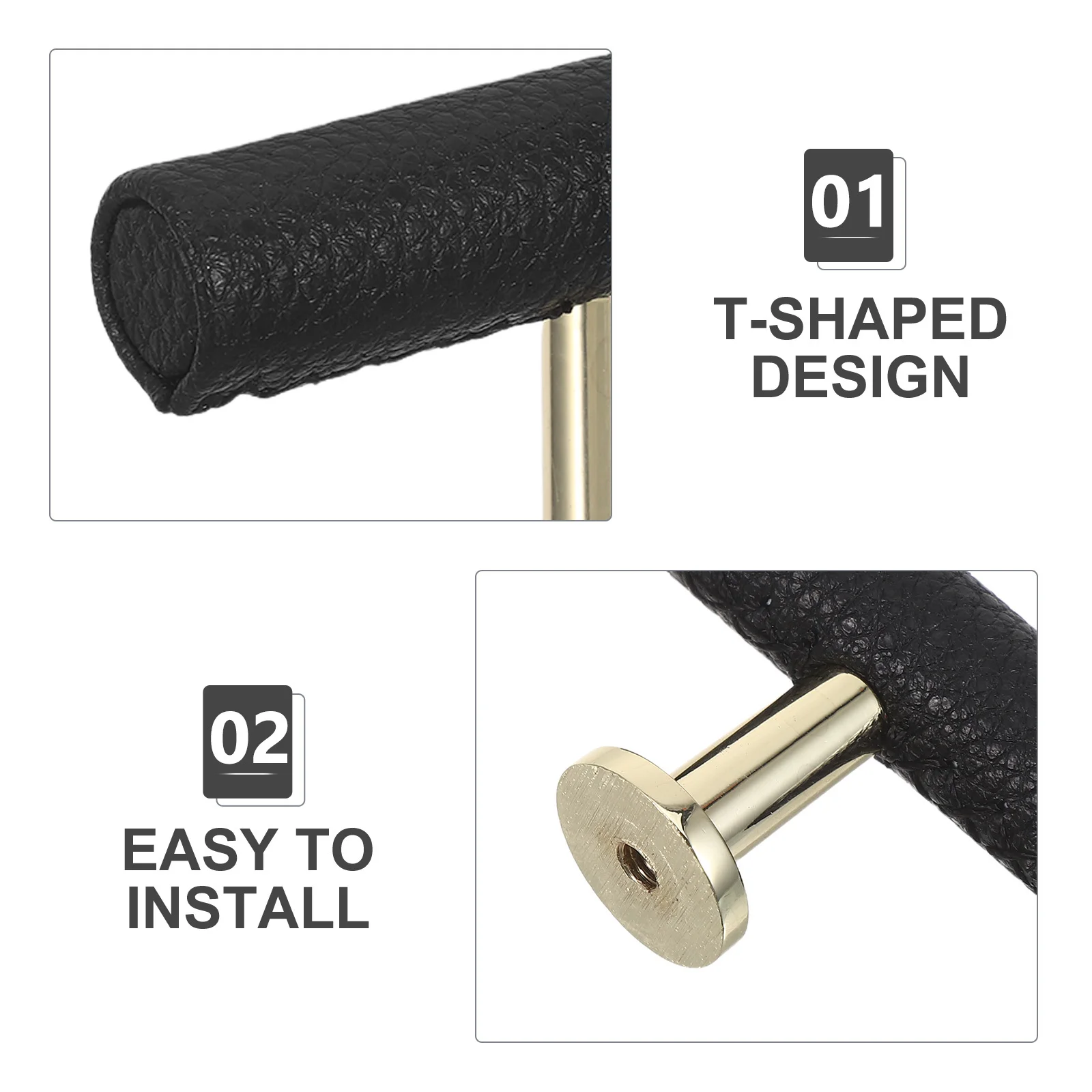 درج سحب T على شكل سبائك الزنك مقبض كابينة Pu نمط خمر لأثاث غرفة نوم المطبخ والحمام #4