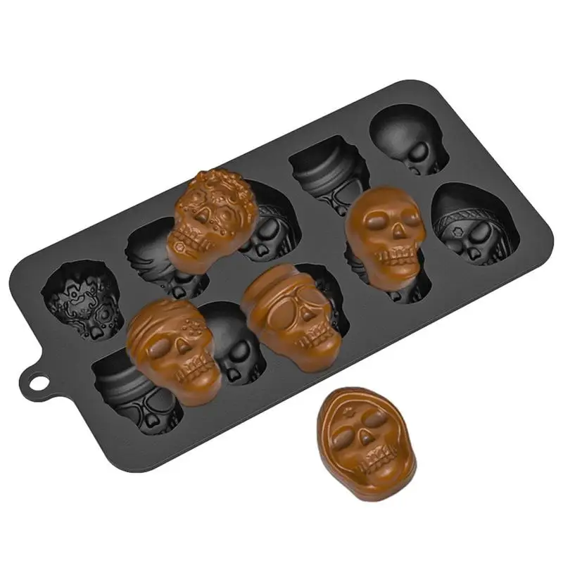 10 Grids Skull Ice Cube Mold Silicone Ice Cube Tray Ice Cube Maker DIY Whiskey Cocktail Ice Ball Mold Chocolate Pastry Mould