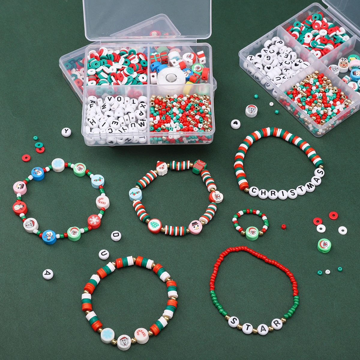 Christmas Series Of Soft Ceramic Beads Letter Beads Crystal Beads Kits Handmade DIY Bracelets Necklaces Holiday Accessories - view 5