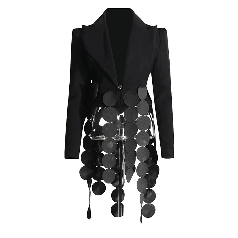 Wtht Trendy Nieuwe Dames Gesplitste Kwast Diepe V-Hals Blazer 2024 Herfst Mode Lange Mouwen Enkele Knopen Jas Dames 1ls053